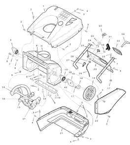 Auger And Control Assembly Diagram and Parts List for 6210540X116NA-PM50E 2007 Briggs and Stratton Snow Blower
